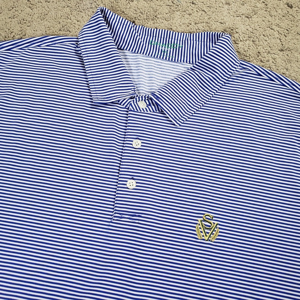 B. Draddy Sage Valley Golf Club Polo Shirt Mens XXL Striped Performance Stretch